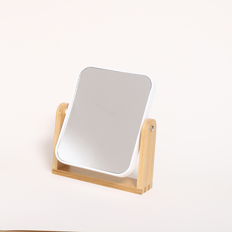 新款木质化妆镜高清360°可旋转双面美妆镜简约桌面摆台化妆镜详情图5