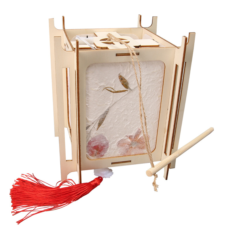 中秋节兔子灯笼手工diy儿童材料包中式古风花草发光手提花灯宫灯详情图5