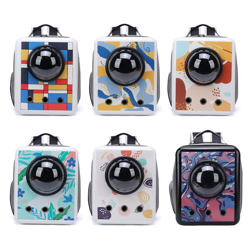 猫背包便携宠物外出包方形透气太空舱双背猫包外出包便携小型宠物详情图3