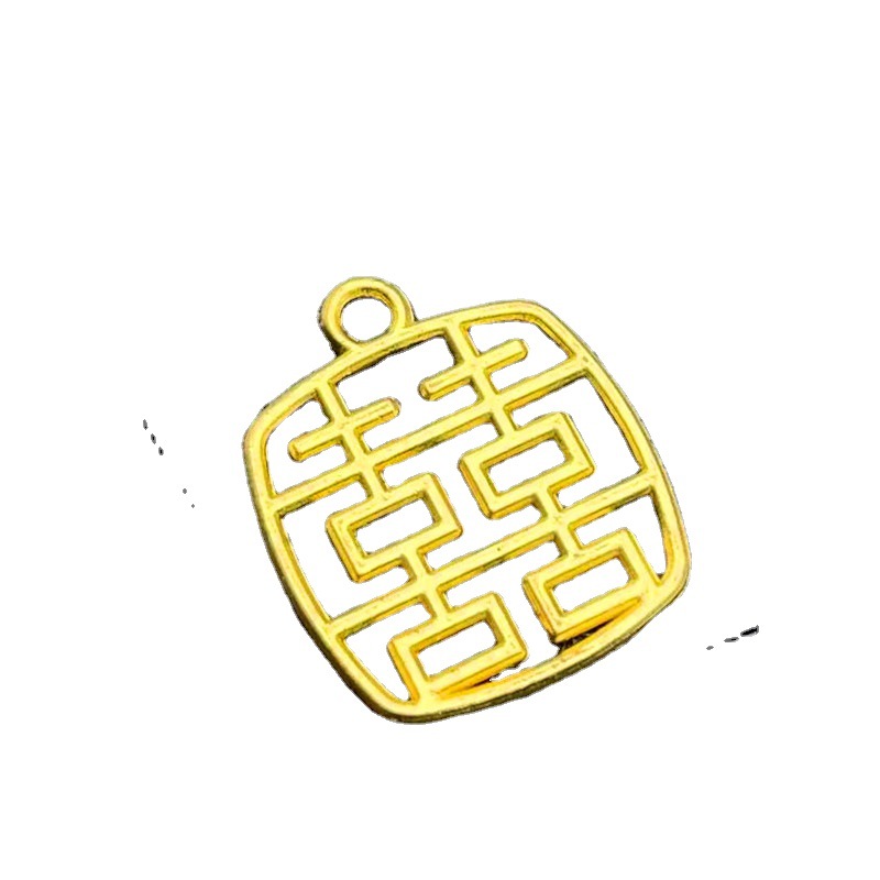 婚庆喜字结婚喜庆红包用品合金金色挂件diy饰品双喜包装礼盒配件详情图5