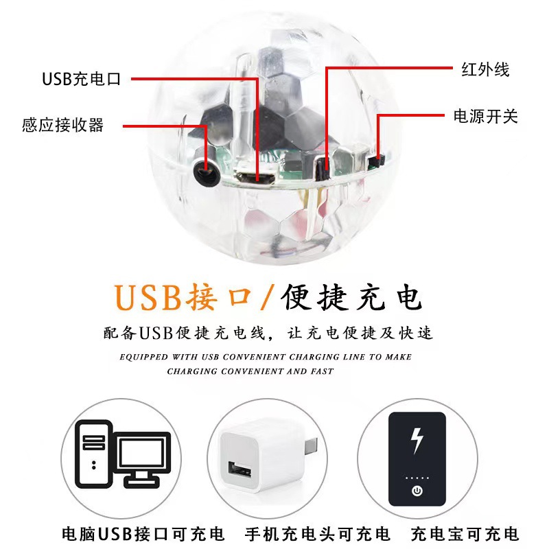 usb充电 新奇感应发光水晶球七彩悬浮飞行耐摔电动飞行器玩具批发详情图2