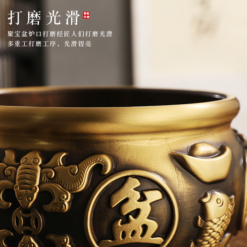铜聚宝盆摆件中式家用客厅玄关装饰品工艺品大号开业礼品存钱罐详情图3