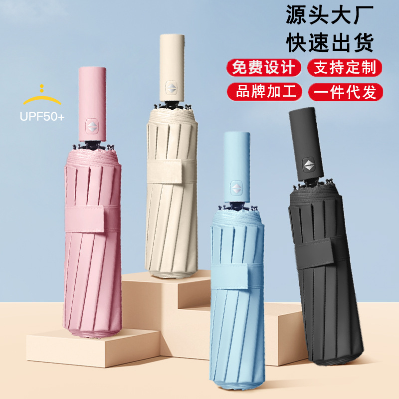 自动雨伞厂家广告礼品伞晴雨两用折叠抗风伞logo大号防晒遮阳伞详情图1