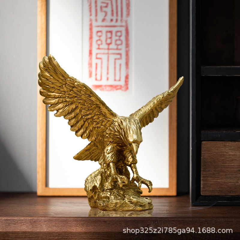 中式创意老鹰树脂工艺品动物摆件办公室桌面装饰品家居玄关书架摆设详情图4