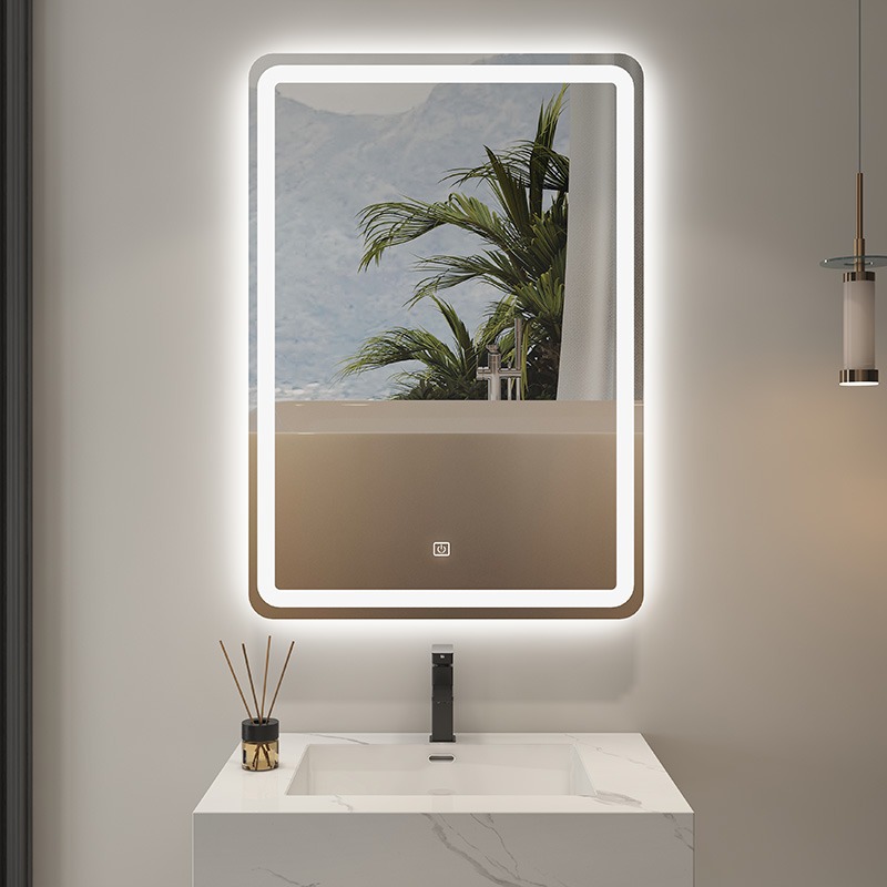 浴室镜智能方形简约卫生间镜子人感led发光洗手间挂墙免打孔镜子详情图4