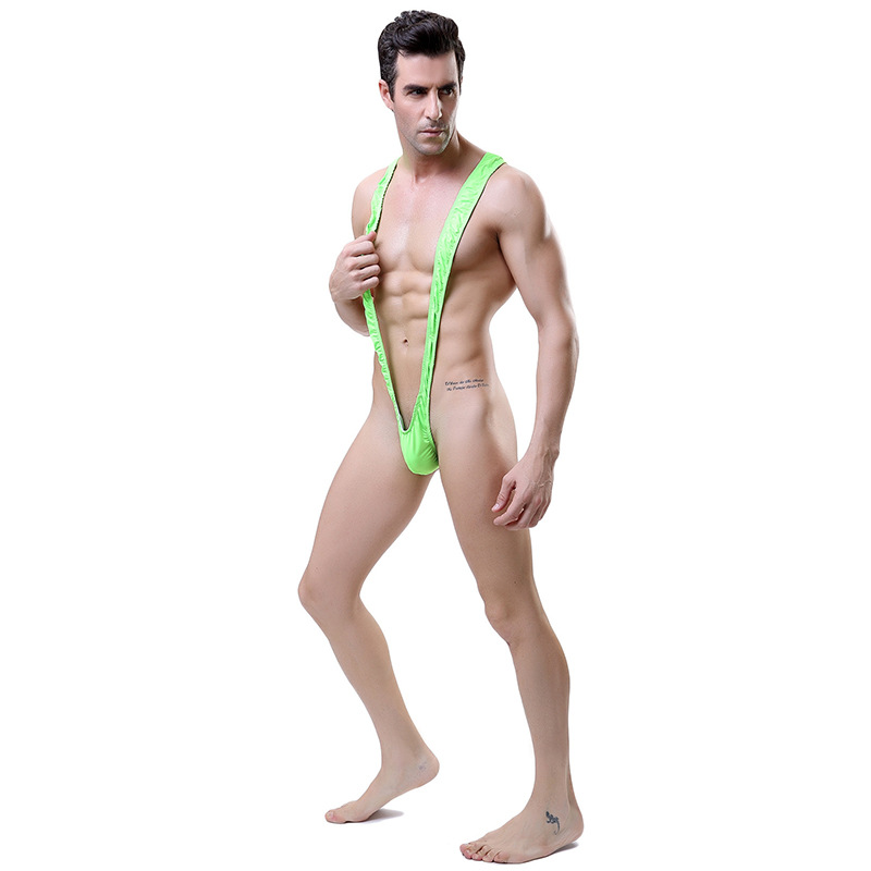 批发男士jj比基尼性感连体衣诱惑丁字裤内衣裤泳衣v型背带式d032详情图3