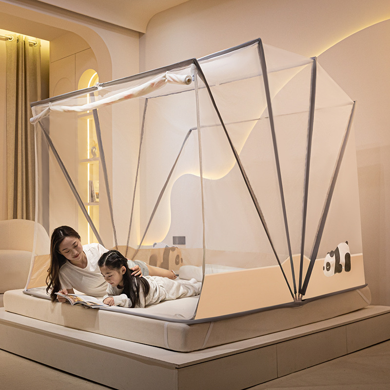 厂家批发特高m型网红六股折叠蚊帐免安装大空间防摔升级四股蚊帐详情图2