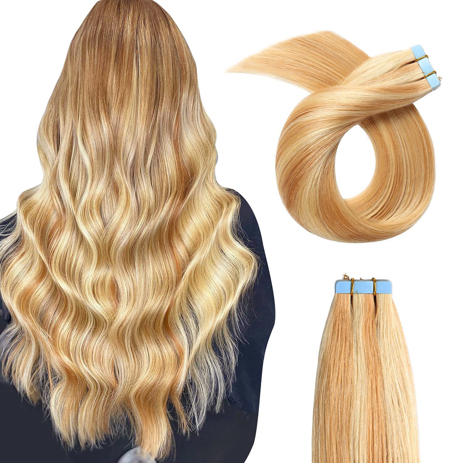 欧美接发真人发 pu hair extension tape in hair extensions 50g详情图5