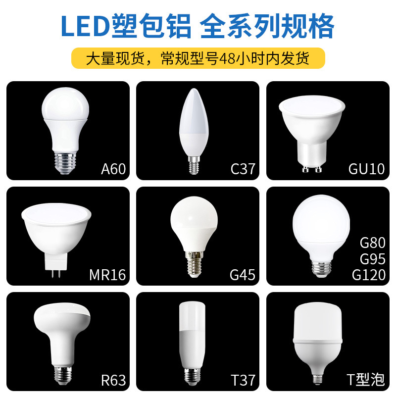 厂家批发led超亮节能灯泡e27螺口塑包铝球泡灯白光黄光护眼a泡详情图4