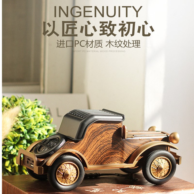 新品a9蓝牙音箱复古木纹老爷车无线低音炮收音汽车音箱礼品跨境详情图2