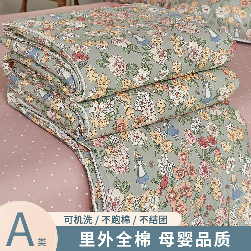 小碎花棉花夏被夏凉被空调被夏天纯棉全棉被子四件套家用可水洗详情图2