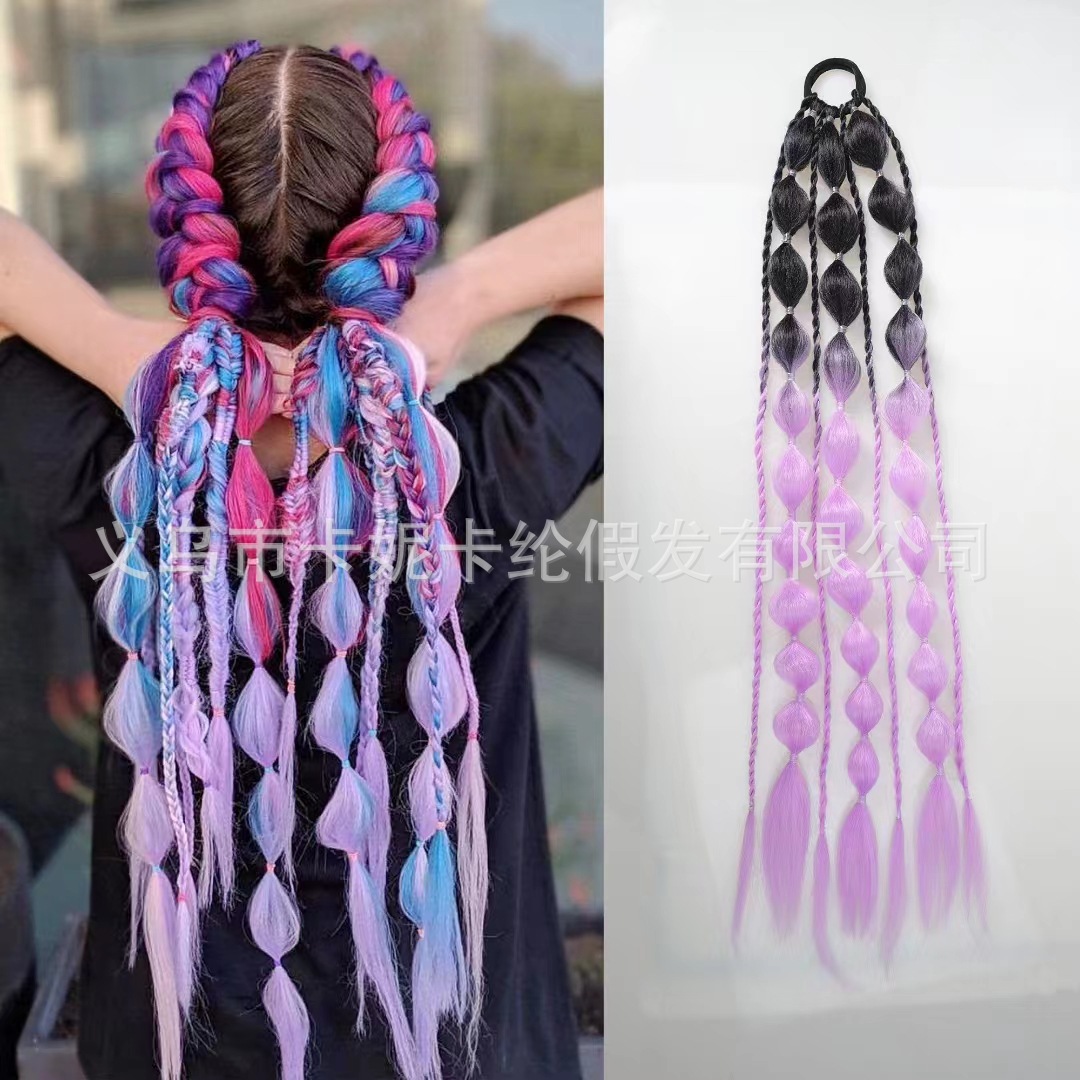 网红时尚女街拍造型神器灯笼泡泡扭股辫长款手编辫子马尾假发50g详情图1