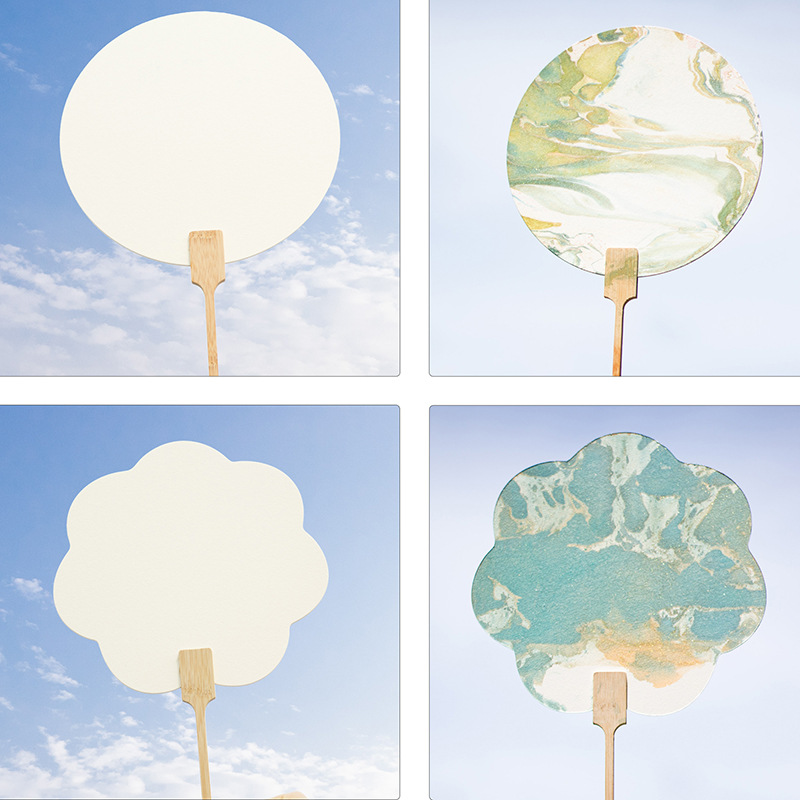 半生熟宣纸漆扇专用空白扇子pvc板团扇diy古风复古手绘漂漆扇批发详情图2