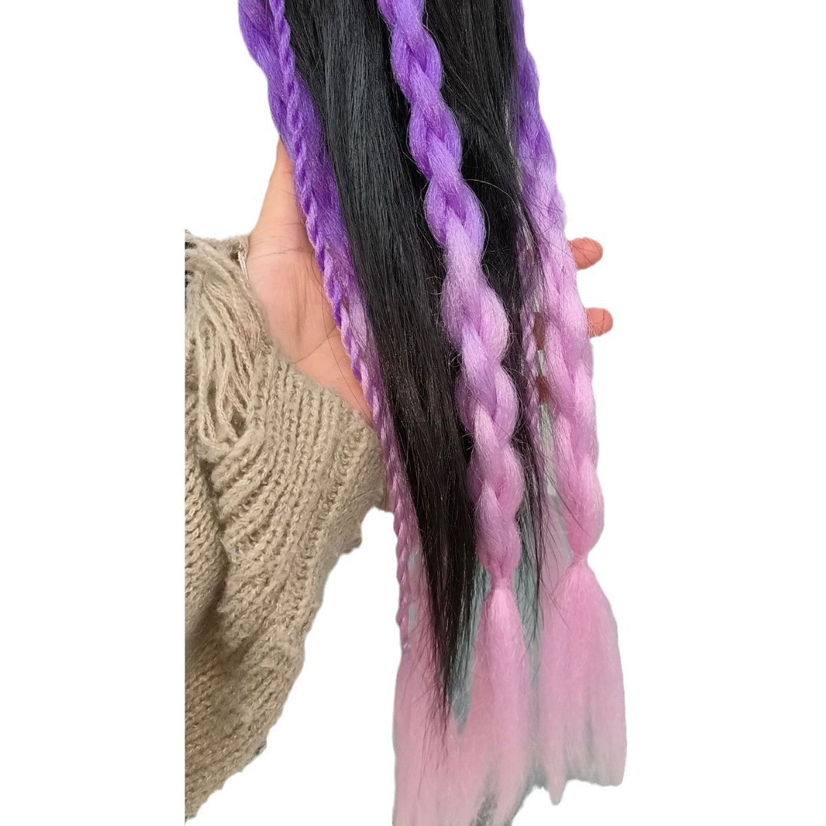 假发辫子民族风四股两股辫50g7根小辫长马尾假发拳击辫自然仿真详情图2