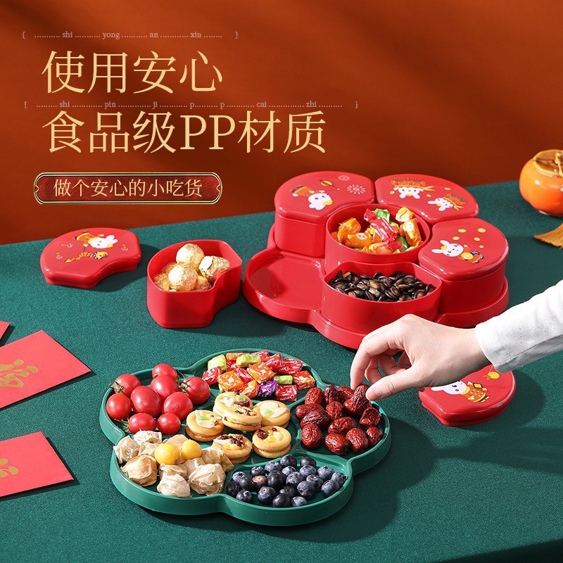 新款过年国潮糖果盒客厅零食盒干果分格喜庆年货礼品糖果盒详情图3