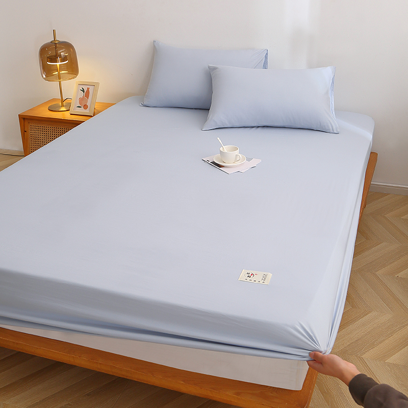 水洗棉工艺床笠单件纯色床罩席梦思床垫保护套防滑床单床上三件套详情图4