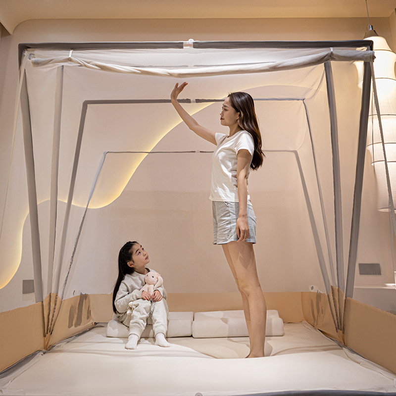 厂家批发特高m型网红六股折叠蚊帐免安装大空间防摔升级四股蚊帐详情图3