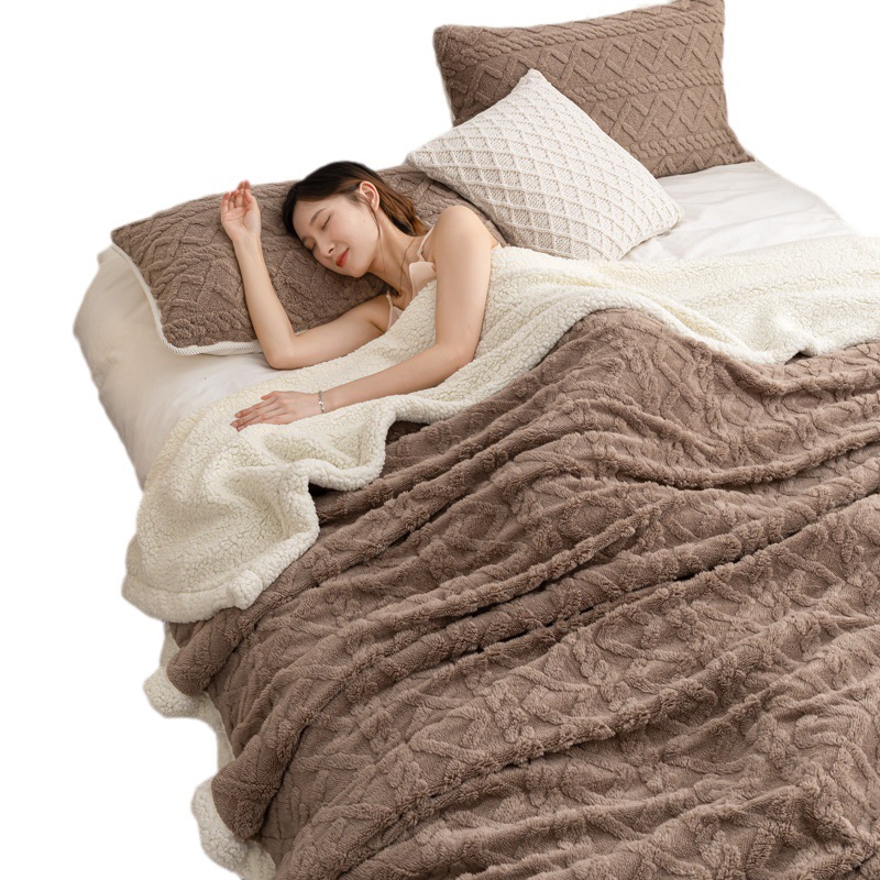 厂家现货秋冬加厚塔芙绒毛毯提花毯子双面绒羊羔绒被子休闲毯批发详情图5