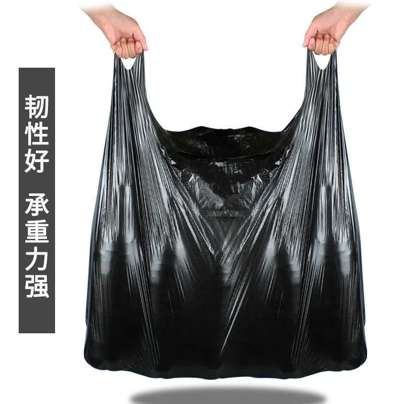 黑色垃圾袋家用加厚手提背心式中大号厨房一次性垃圾袋批发塑料袋详情图3