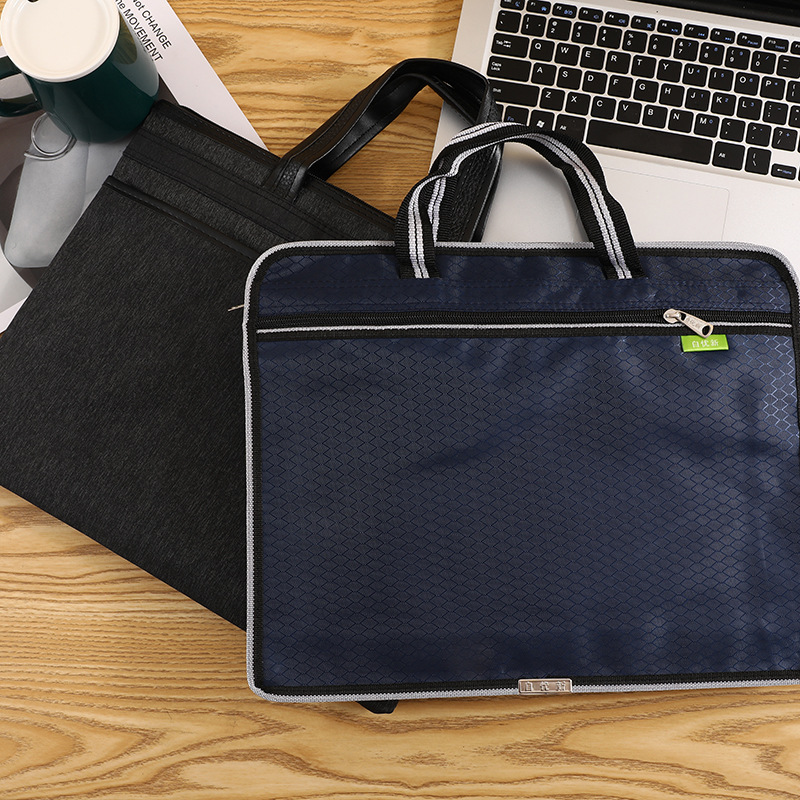 大容量办公拉链公文包手提男商务文件包双层资料电脑防水会议包详情图2