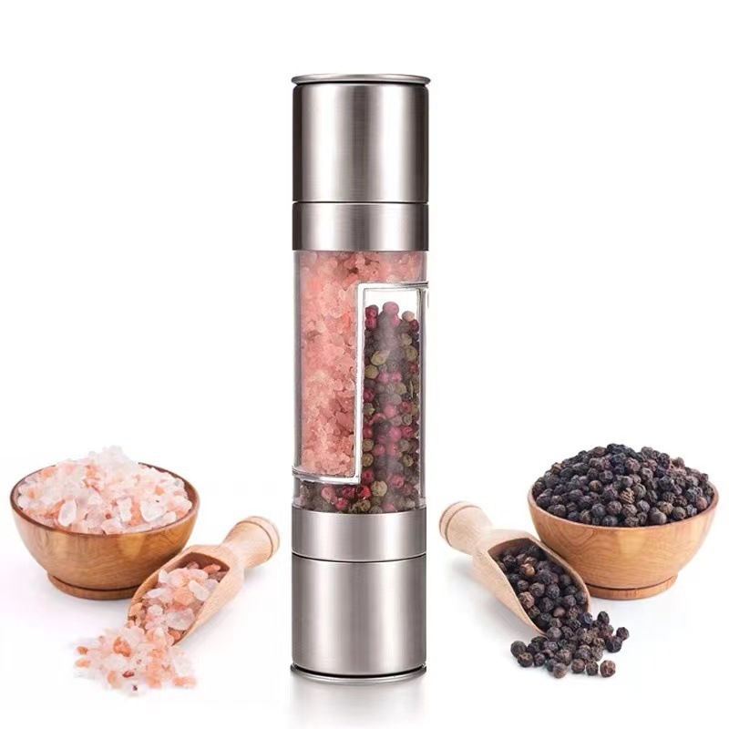 双头手动黑胡椒研磨器不锈钢研磨器厨具牛排神器调味瓶海盐花椒详情图3