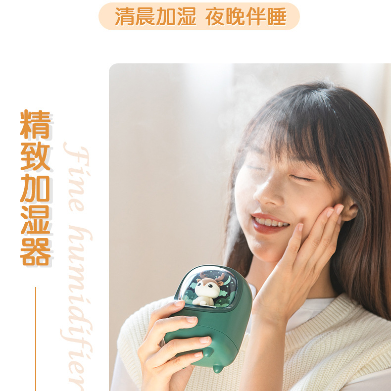 跨境萌宠太空舱空气加湿器可充电家用静音便携加湿喷雾加湿器详情图2