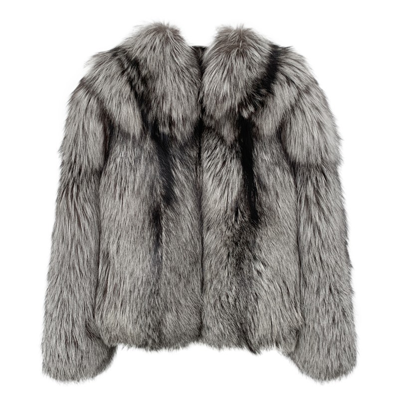 2022年冬季新款仿狐狸毛皮草外套女短款时尚银狐皮毛一体裘皮大衣详情图5