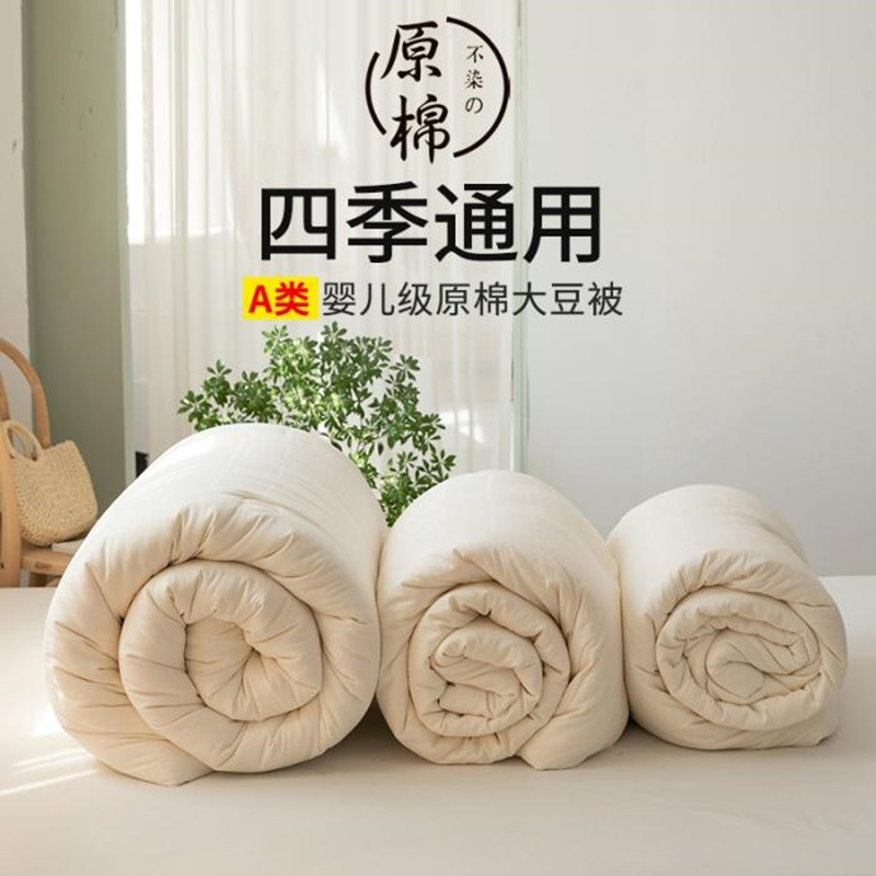 a类原棉大豆纤维四季被子纯色水洗棉夏被空调被春秋冬被礼品被详情图3