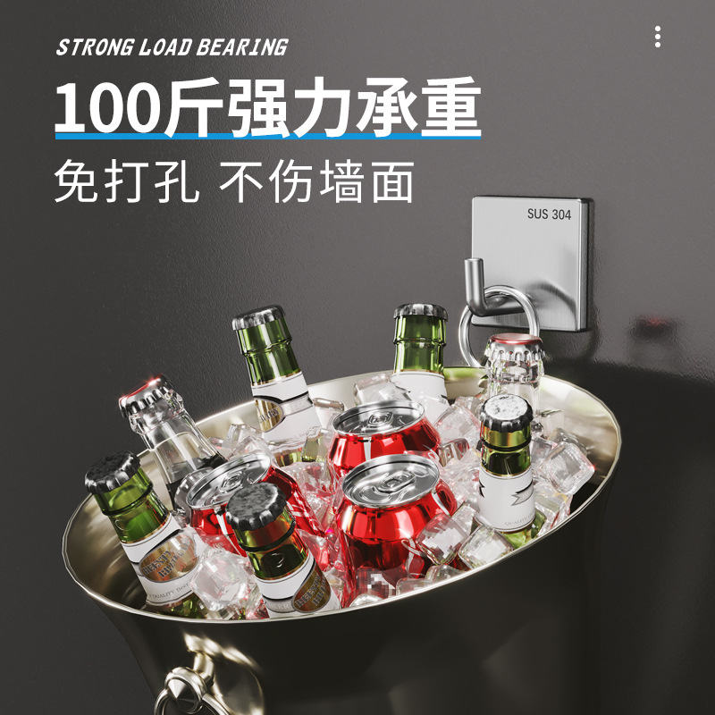 新款不锈钢挂钩免打孔家用厨房墙壁单钩多功能无痕强力粘钩批发详情图2