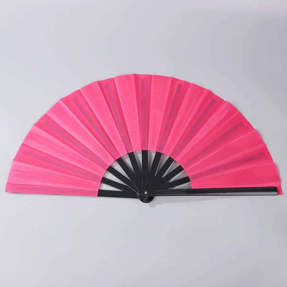 中国风素面纯色折叠扇子13英寸塑料竹骨功夫响扇节日表演舞蹈扇子详情图1