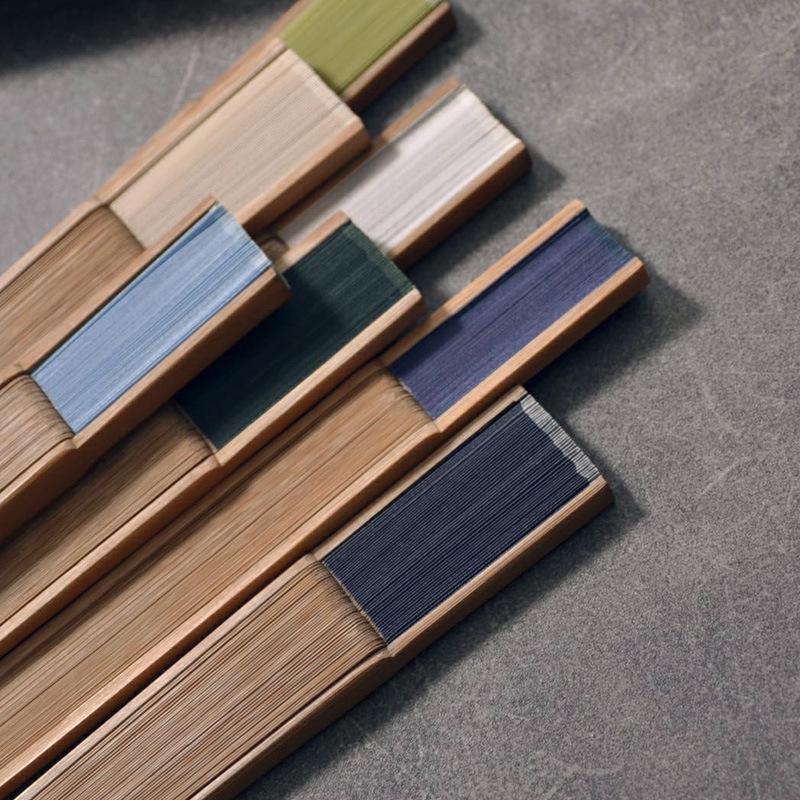 扇子折扇中国风女式古风古典舞蹈扇工艺扇纯色素色折扇绿色米色详情图3