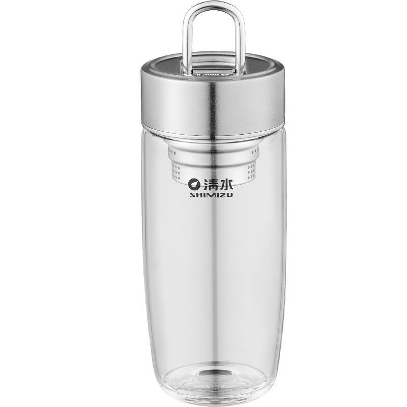 shimizu清水玻璃杯水杯男士办公室车载提环泡茶杯子男生高级杯子详情图5