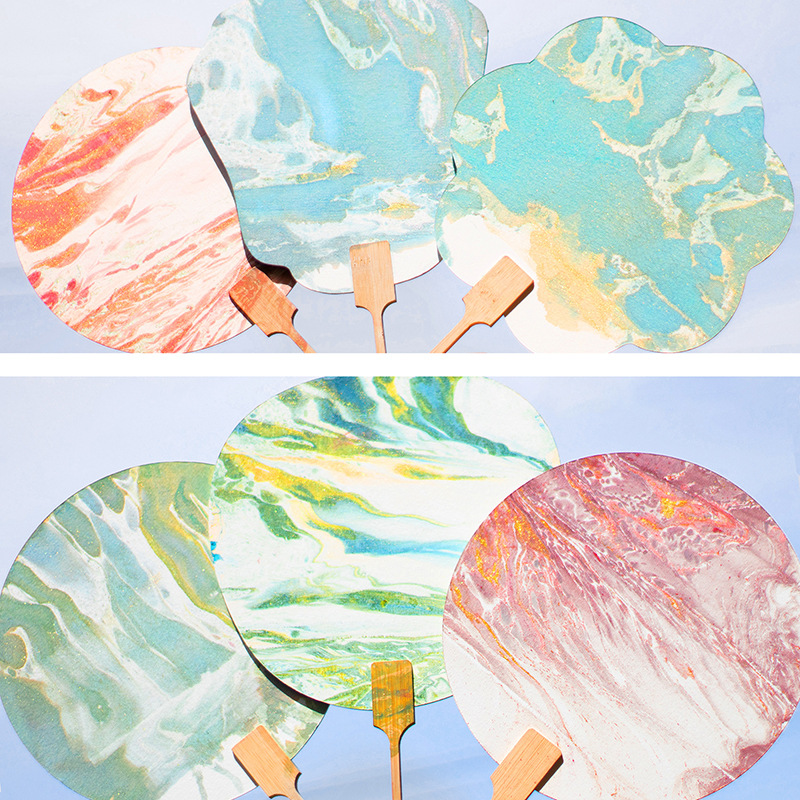 漆扇扇子diy漂漆材料包漆扇专用空白团扇pvc宣纸复古大漆扇批发详情图3