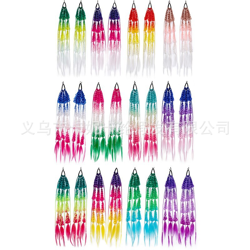 时尚彩色马尾麻花辫假发甜酷女孩鱼骨两股辫手编长款渐变辣妹脏辫详情图1