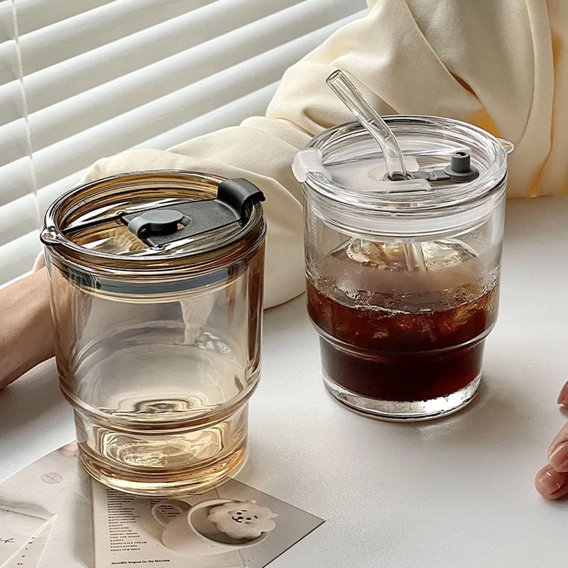 高品质竹节杯通用ins风玻璃杯便携咖啡杯家用吸管杯杯子訂製水杯详情图3
