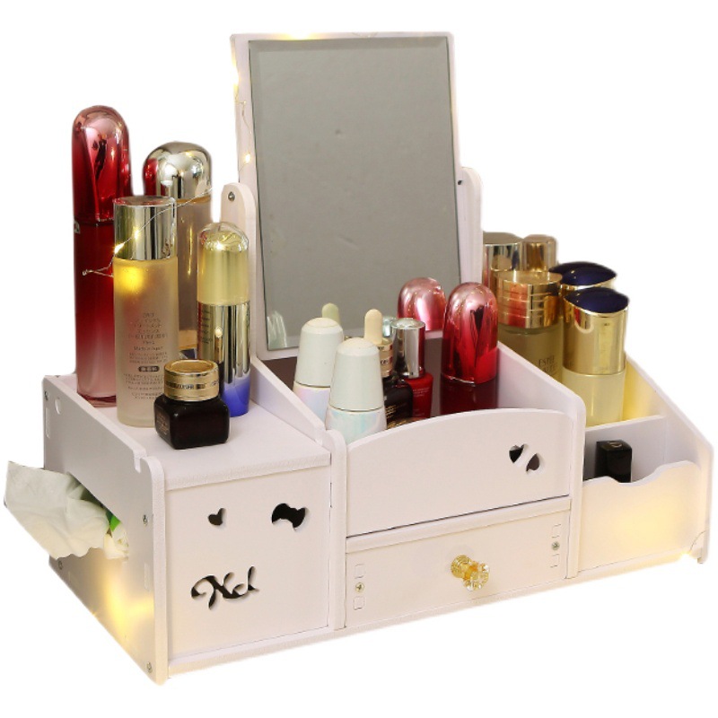 镜子化妆镜台式桌面宿舍学生卧室家用少女心大号圆镜带收纳梳妆镜详情图5