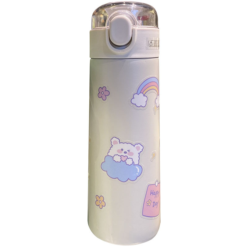百利友卡通时尚儿童吸管保温杯304不锈钢学生水杯手提杯子送贴纸详情图5