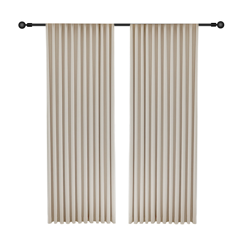 黑丝雪尼尔全遮光窗帘布批发奶油风遮光大师全屋定制窗帘详情图5