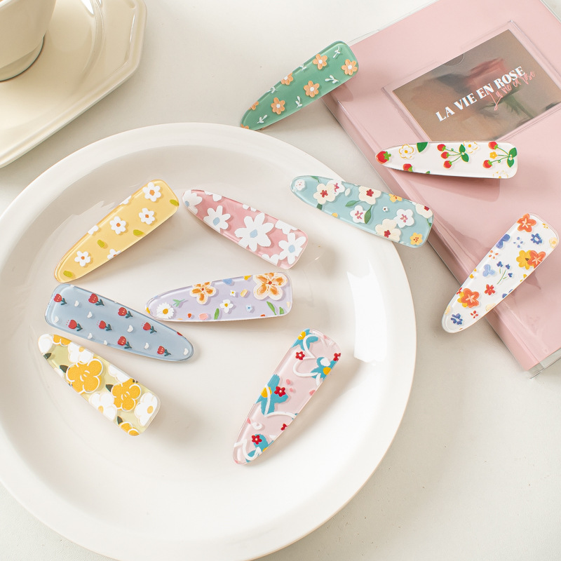 春天亚克力发夹侧夹卡通可爱刘海小夹子花朵鸭嘴夹发卡发饰品批发                              详情图4