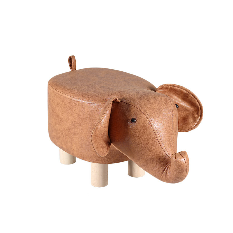 凳子卡通动物实木儿童大象凳子木质换鞋凳沙发凳茶几凳仿皮科技布详情图5