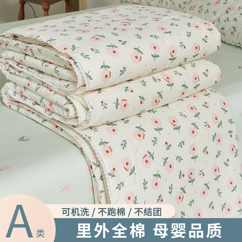 小碎花棉花夏被夏凉被空调被夏天纯棉全棉被子四件套家用可水洗详情图1