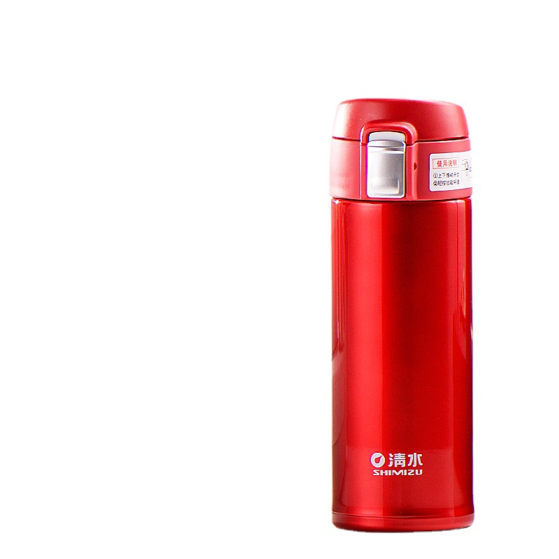 shimizu清水304不锈钢保温杯便携弹跳盖车载真空杯商务随身水杯详情图5