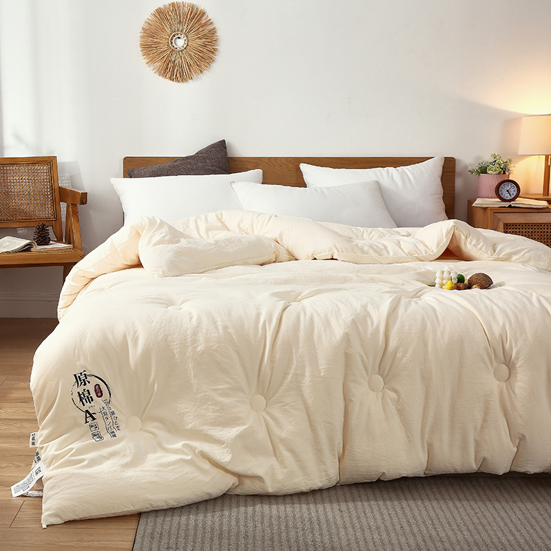 a类原棉大豆纤维四季被子纯色水洗棉夏被空调被春秋冬被礼品被详情图2