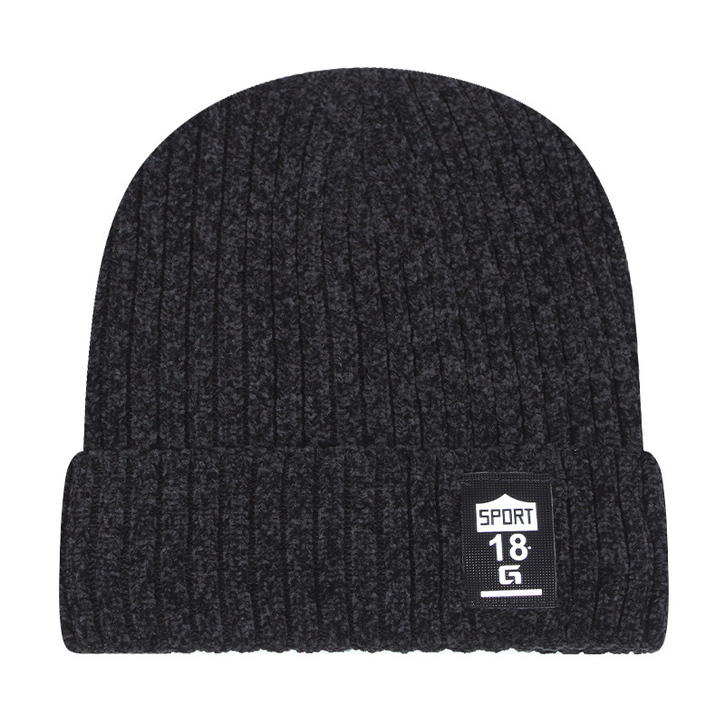 冬季新款男士针织帽雪尼尔加绒加厚保暖套头帽中青年户外防风帽子详情图4