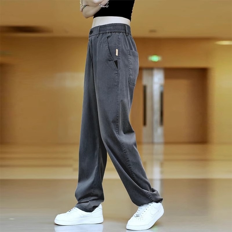工装裤子男款直筒宽松弹力松紧腰长裤夏季薄款休闲裤男耐磨牛仔裤详情图4