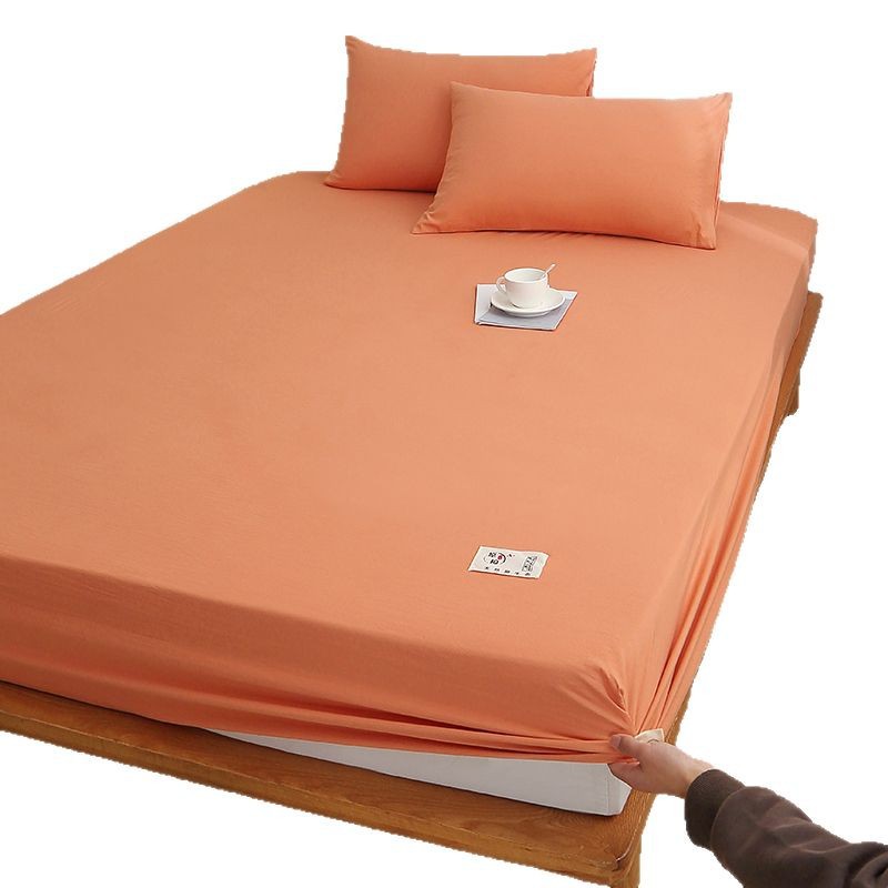 水洗棉工艺床笠单件纯色床罩席梦思床垫保护套防滑床单床上三件套详情图5