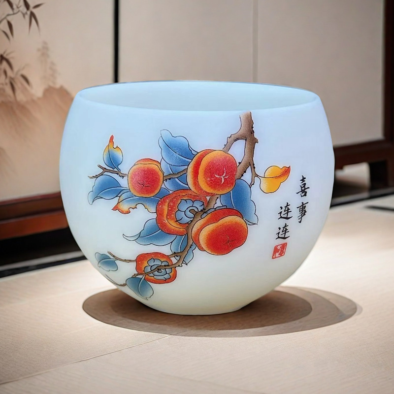 羊脂玉陶瓷功夫茶杯品茗杯主人杯单杯中式个人杯品茶杯礼品详情图2