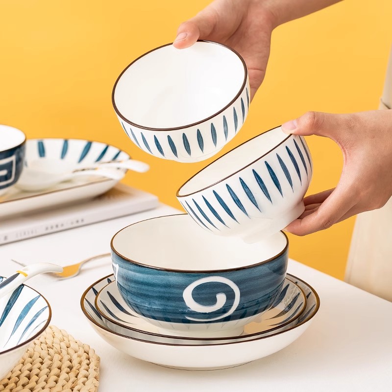 简约和风日式家用陶瓷碗碟套装饭碗面碗汤碗菜盘创意搭配餐具盘子详情图2