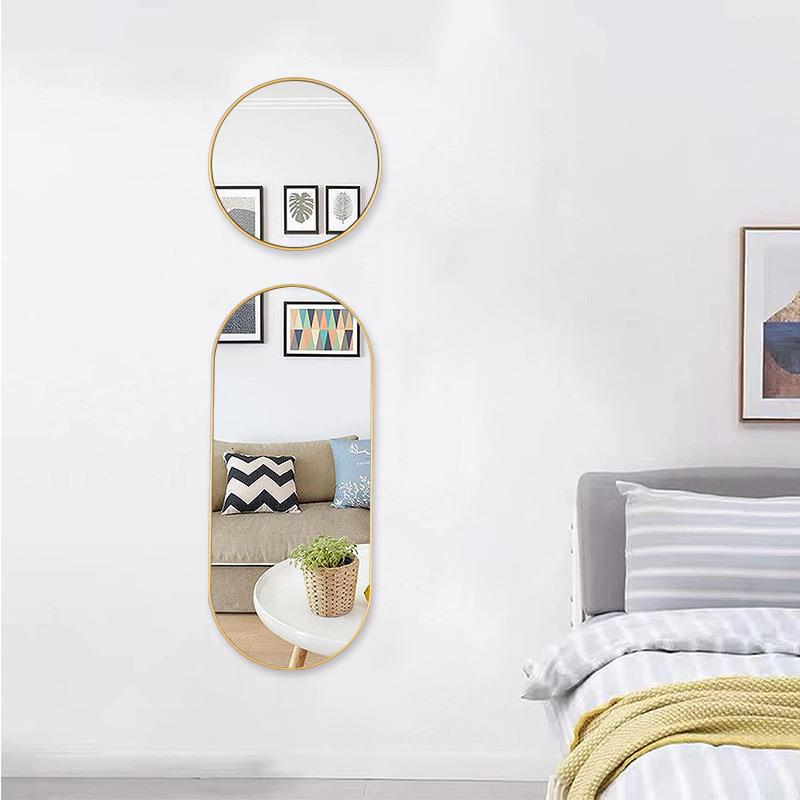 厂家直供简约金边穿衣镜少女卧室化妆挂墙试衣镜家居创意全身镜子详情图1