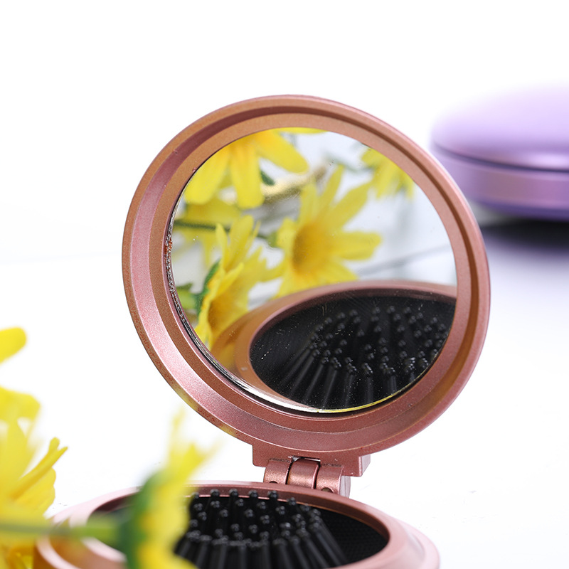 厂家供应 便携式圆形带镜子口袋梳按摩梳子折叠镜梳  可按需定 制详情图2